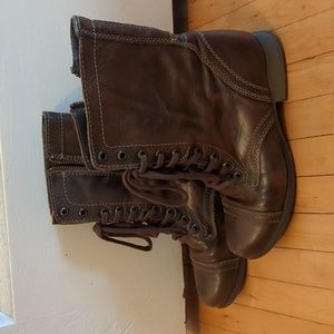 Steve Madden Brown Leather Combat Boots, Women's Size 6